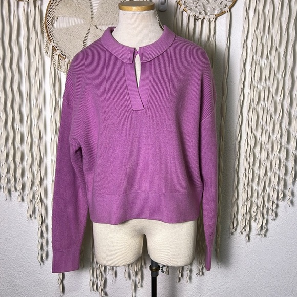 Lululemon Collared Merino Wool Blend Long Sleeve Sweater in Pink XL - Picture 2 of 14